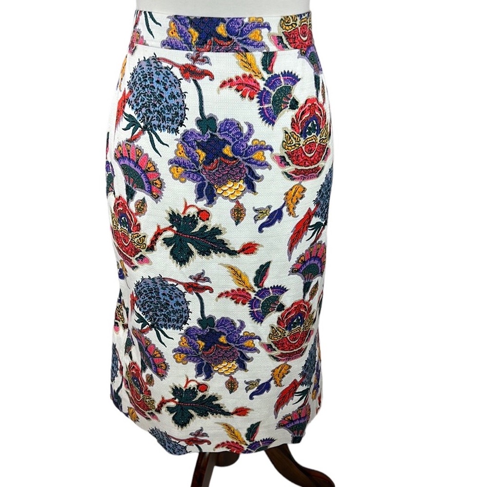 J. Crew White Floral Embroidered Pencil Skirt